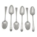 A set of six George III Old English pattern tablespoons