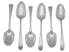 A set of six George III Old English pattern tablespoons