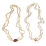 Two baroque cultured pearl necklaces