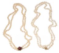 Two baroque cultured pearl necklaces