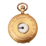 A lady's gold keyless half hunter fob watch c.1900