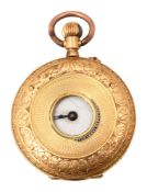 A lady's gold keyless half hunter fob watch c.1900