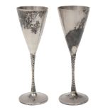 Stuart Devlin (1931-2018) A pair of modern silver and parcel gilt liqueur goblets