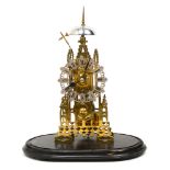 A Victorian brass 'Cathedral' skeleton clock