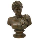A bronzed terracotta bust of Hermes