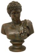 A bronzed terracotta bust of Hermes