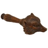 A 19th century Swiss Black Forrest treen carved fox head nutcracker