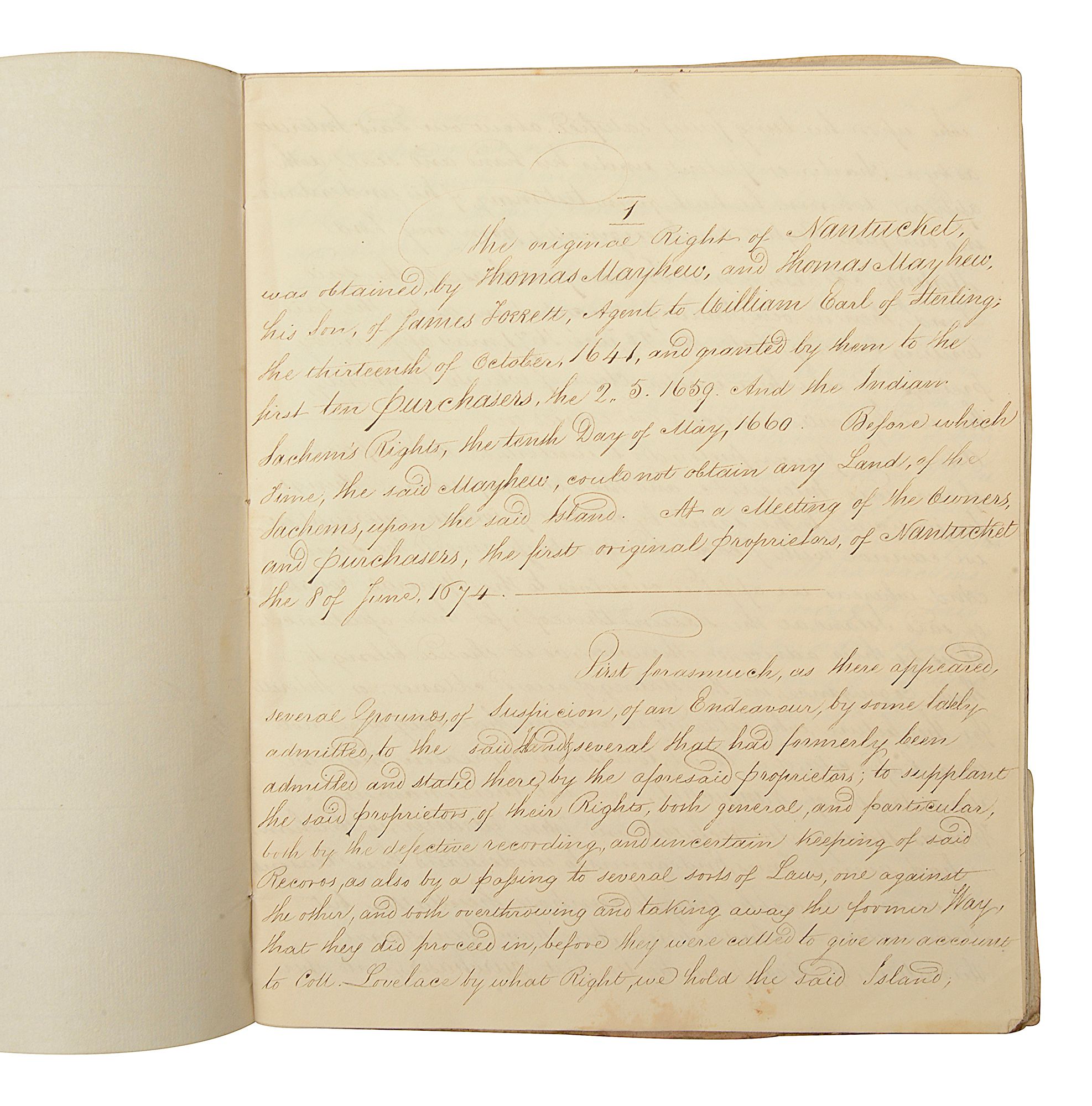 HISTORIC MANUSCRIPTS: Nantucket - United States of America An important hand written manuscript - Image 2 of 7