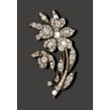 An early 19th century diamond-set floral spray brooch