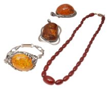 A group of amber jewellery