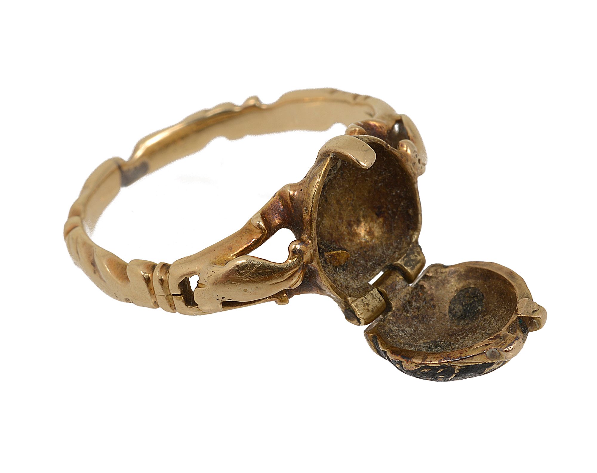 A yellow gold, enamel and diamond-set 'poison' memento mori ring - Image 2 of 8