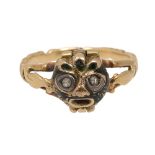 A yellow gold, enamel and diamond-set 'poison' memento mori ring