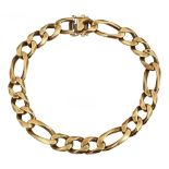 A 9ct yellow gold flat curb link bracelet