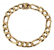 A 9ct yellow gold flat curb link bracelet