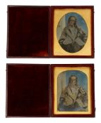 Two daguerreotype half Length seated portraits of a lady c.1850