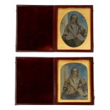 Two daguerreotype half Length seated portraits of a lady c.1850