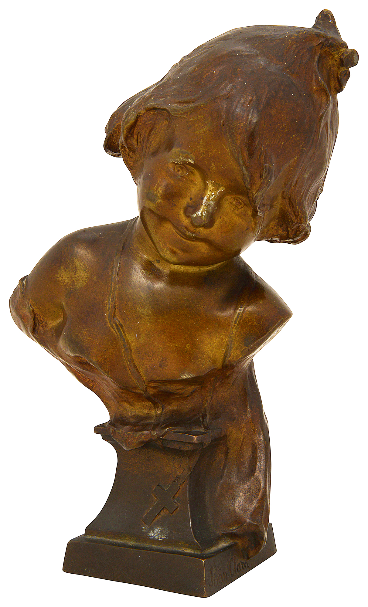 Juan Clara (1875-1958), bronze bust of a young girl