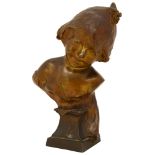 Juan Clara (1875-1958), bronze bust of a young girl