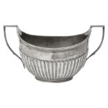 An Edwardian silver twin handled sugar basin