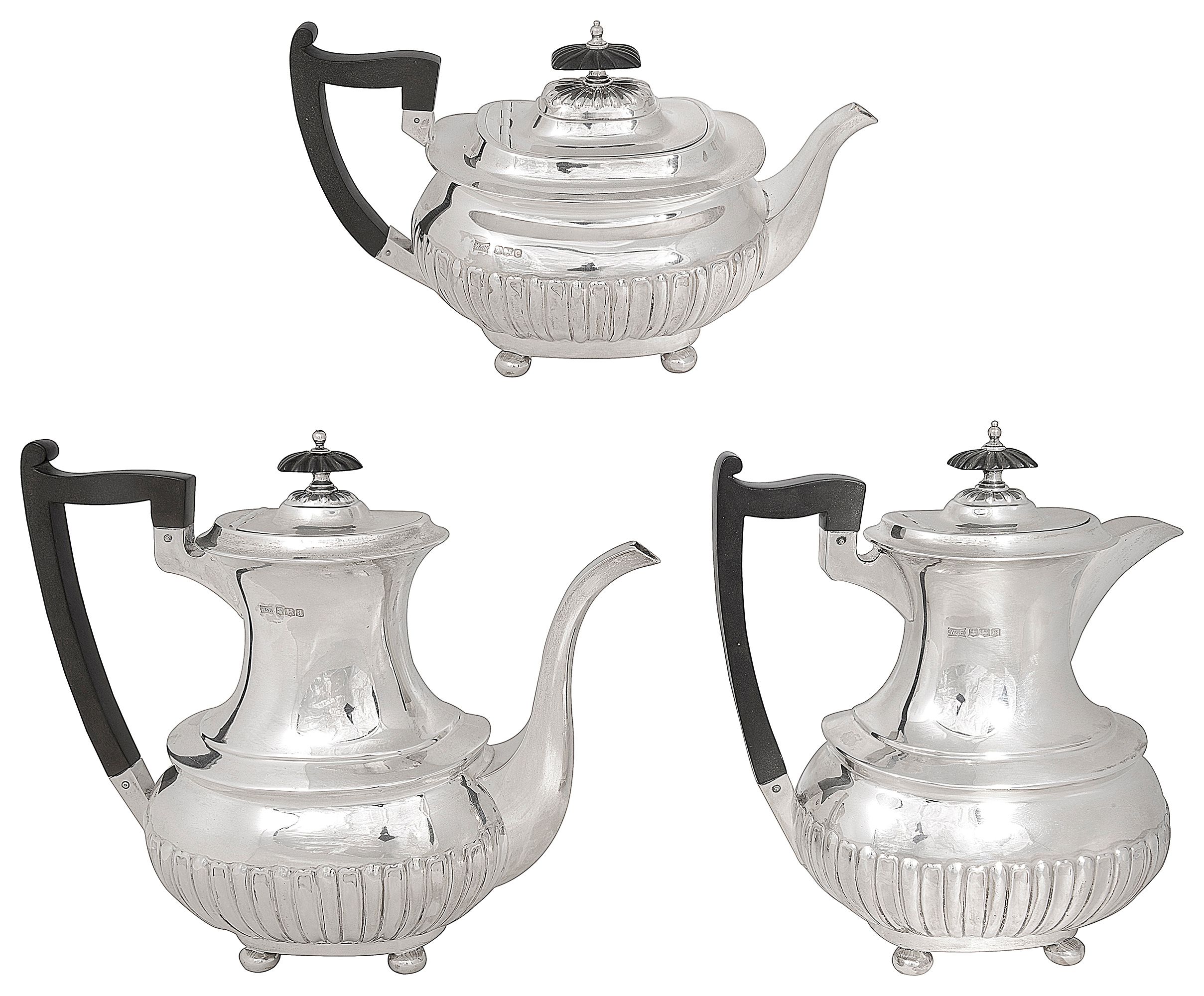 George V silver three piece tea and coffee service