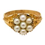 A late Georgian half pearl cluster ring