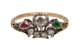 An 18th century gem-set giardinetto ring