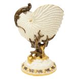 A late 19th century Royal Worcester nautilus vase