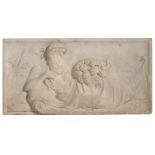 A George III Neoclassical white marble chimney piece centre tablet