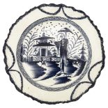 A late 18th century Liverpool pearlware chinoiserie plate c.1790