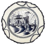 A late 18th century Liverpool pearlware chinoiserie plate c.1790