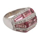 A stylish pink topaz and diamond-set ring