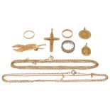 A collection of continental gold jewellery