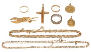 A collection of continental gold jewellery