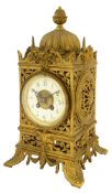 A late 19th century French lacquered brass mantel clock c.1900