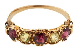 An early 19th century gem-set and yellow gold ring