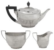 A George V silver three piece tea service