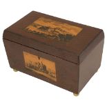 A Regency Scottish mauchline ware sycamore and penwork tea caddy c.1830
