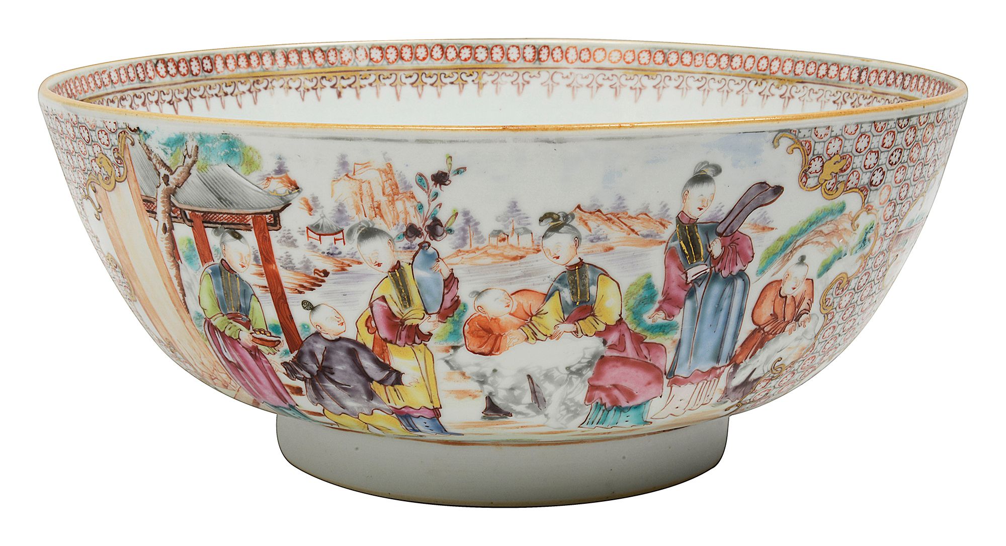 A Qianlong Chinese export famille rose punchbowl
