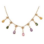 An Edwardian multi gem-set necklace