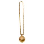 A rope twist gold neck chain with Singers Patent compass swivel ball fob