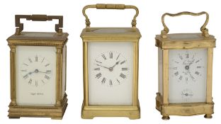 A Mappin & Webb gilt brass carriage clock and two other examples