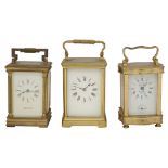 A Mappin & Webb gilt brass carriage clock and two other examples