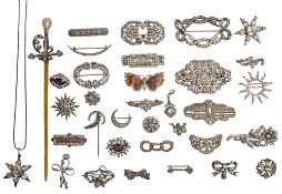 A collection of Victorian later paste set jewellery