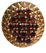 A garnet cluster 9ct gold ring