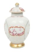 An 18th century London decorated Chinese porcelain tea canister