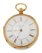 A late Victorian 18ct gold open faced pocket watch