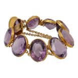 A mid Victorian amethyst and yellow gold bracelet