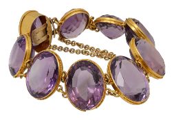 A mid Victorian amethyst and yellow gold bracelet