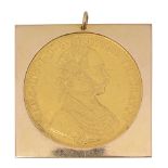 An Austrian four ducat gold coin mounted in a pendant