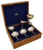 An Edwardian cased set of six silver champagne goblets